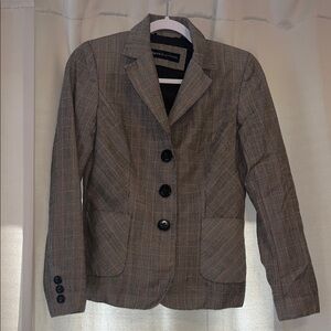 Dana Buchman Taupe Plaid Tailored Blazer